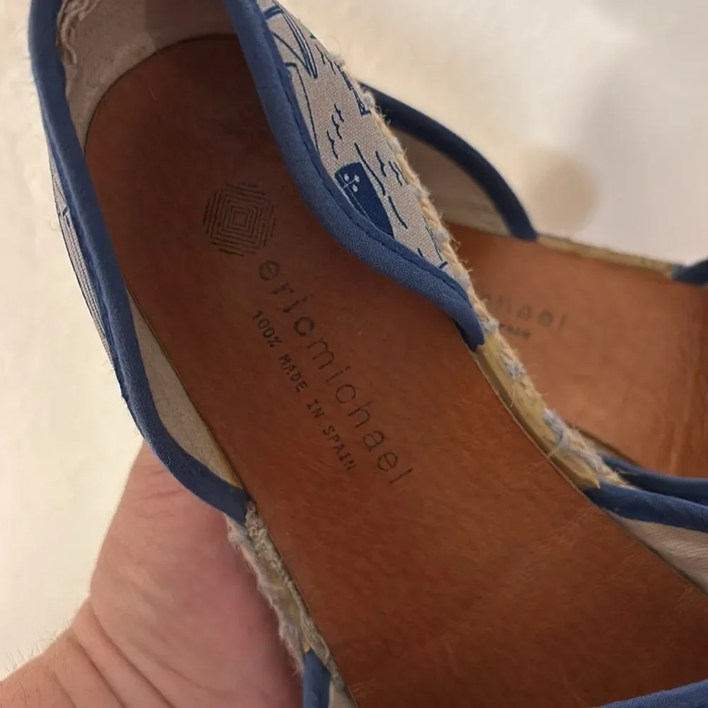 Eric Michael Blue Boat Print Espadrilles Size 7
